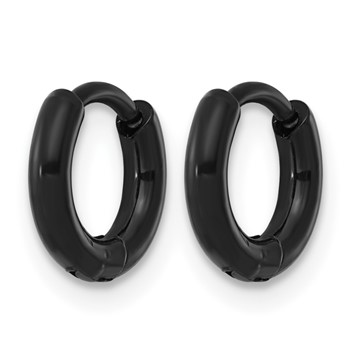 Chisel Stainless Steel Polished Black IP-plated Huggie Hoop Earrings — alternate view