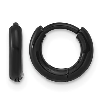 Chisel Stainless Steel Polished Black IP-plated Huggie Hoop Earrings