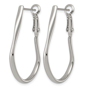 Chisel Stainless Steel Polished Wavy Omega Back J-Hoop Earrings — alternate view