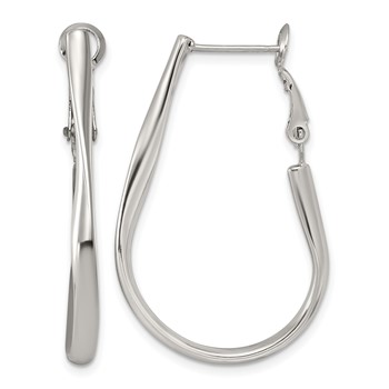 Chisel Stainless Steel Polished Wavy Omega Back J-Hoop Earrings