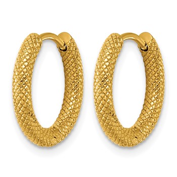 Chisel Stainless Steel Polished Yellow IP-plated Diamond-cut  Hinged Huggie Hoop Earrings — alternate view