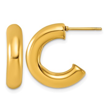 Chisel Stainless Steel Polished Yellow IP-plated C-Hoop Post Earrings