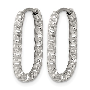 Chisel Stainless Steel Polished Textured Rectangular Hinged Hoop Earrings — alternate view