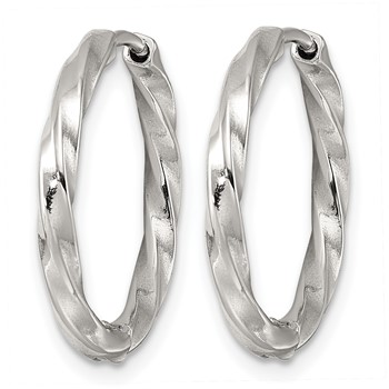 Chisel Stainless Steel Polished Twist Hinged Hoop Earrings — alternate view