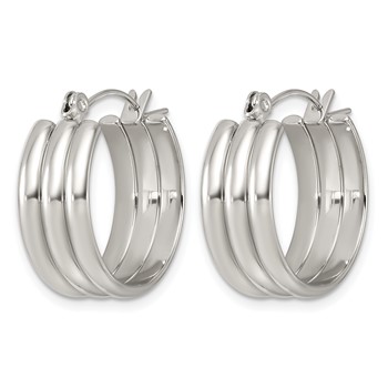 Chisel Stainless Steel Polished Grooved Circle 8mm C-Hoop Earrings — alternate view