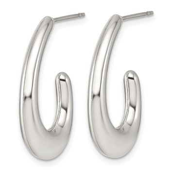 Chisel Stainless Steel Polished J-Hoop Post Earrings — alternate view