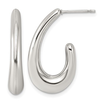 Chisel Stainless Steel Polished J-Hoop Post Earrings
