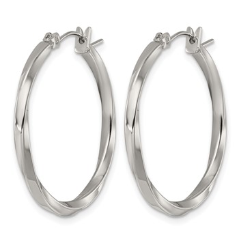 Chisel Stainless Steel Polished Twisted Hoop Earrings — alternate view