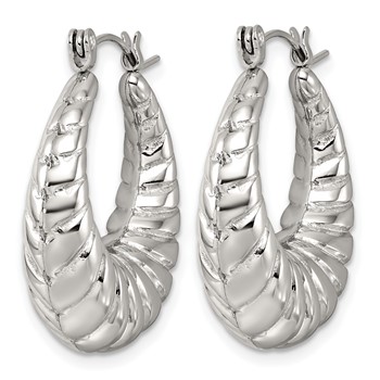 Chisel Stainless Steel Polished Twisted Tapered Hoop Earrings — alternate view