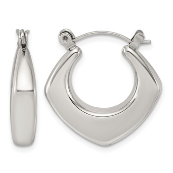 Chisel Stainless Steel Polished Square Tapered Hoop Earrings