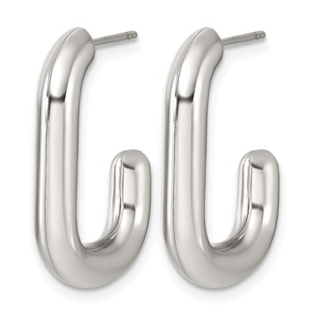 Chisel Stainless Steel Polished 4mm J-Hoop Post Earrings — alternate view