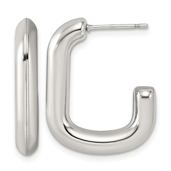 Chisel Stainless Steel Polished 4mm J-Hoop Post Earrings