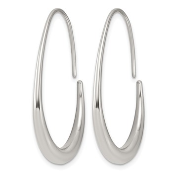 Chisel Stainless Steel Polished Tapered Threader Hoop Earrings — alternate view