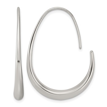 Chisel Stainless Steel Polished Tapered Threader Hoop Earrings