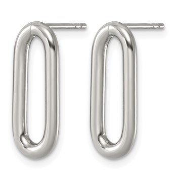 Stainless Steel Polished Open Link Post Dangle Earrings — alternate view