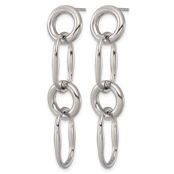 Stainless Steel Polished Fancy Link Post Dangle Earrings — alternate view