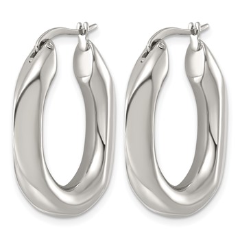 Chisel Stainless Steel Polished Tapered Oval Hoop Earrings — alternate view