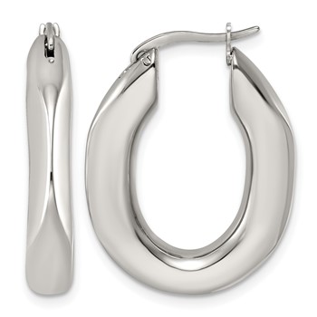 Chisel Stainless Steel Polished Tapered Oval Hoop Earrings