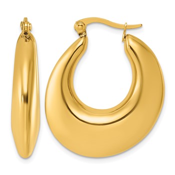 Chisel Stainless Steel Polished Yellow IP-plated Hoop Earrings