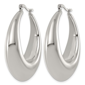 Chisel Stainless Steel Polished Tapered Hoop Earrings — alternate view