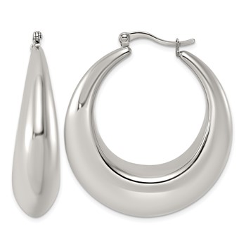 Chisel Stainless Steel Polished Tapered Hoop Earrings