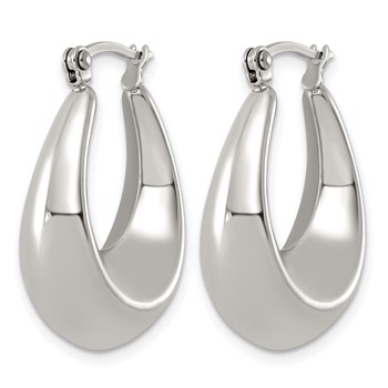 Chisel Stainless Steel Polished Tapered Hoop Earrings — alternate view