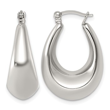Chisel Stainless Steel Polished Tapered Hoop Earrings