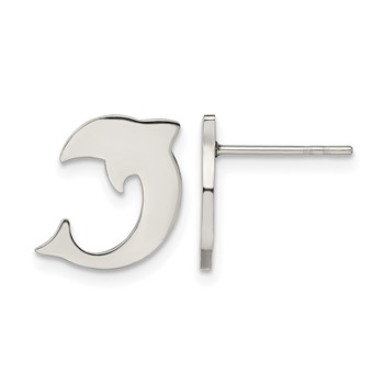 Chisel stainless Steel Polished Dolphin Post Earrings