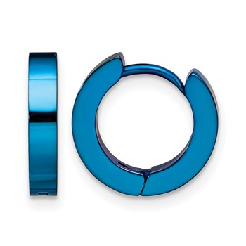 Chisel Stainless Steel Brushed Blue IP-plated 2mm Hinged Hoop Earrings