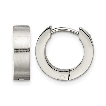 Chisel Stainless Steel Brushed and Polished Round 4mm Hinged Hoop Earrings