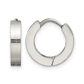 Chisel Stainless Steel Brushed and Polished 3mm Hinged Hoop Earrings