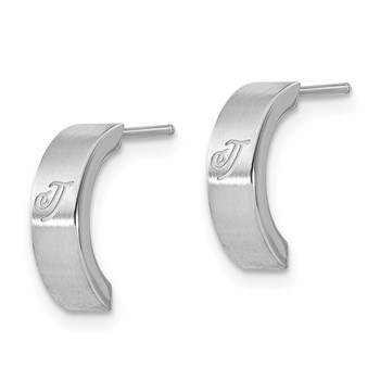 Stainless Steel Laser Design & Satin Half Hoop Post Earrings — alternate view