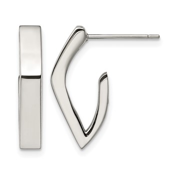 Chisel Stainless Steel Polished J Post Earrings