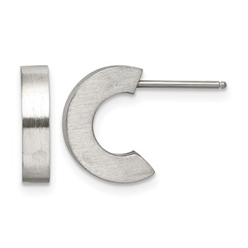 Chisel Stainless Steel Brushed J Hoop Post Earrings