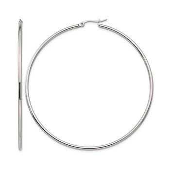 Chisel Stainless Steel Polished 70mm Diameter 2mm Hoop Earrings