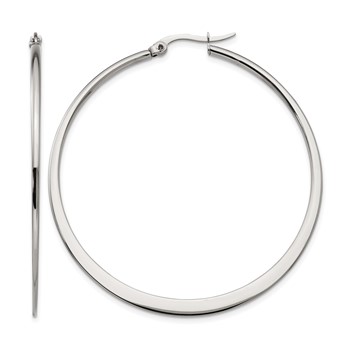Chisel Stainless Steel Polished 50mm Diameter Hoop Earrings