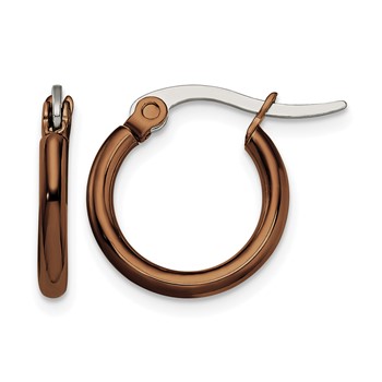 Chisel Stainless Steel Polished Brown IP-plated 15.5mm Diameter 2mm Hoop Earrings