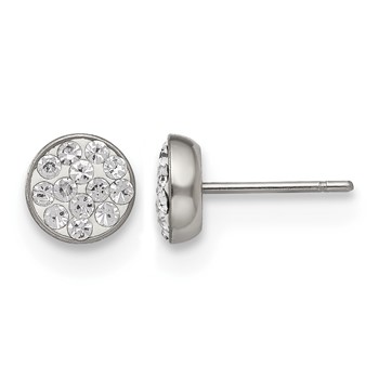 Chisel Stainless Steel Polished Clear Crystal Post Earrings
