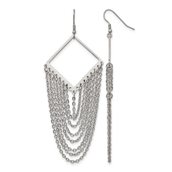 Chisel Stainless Steel Polished Multi Chain Dangle Shepherd Hook Earrings