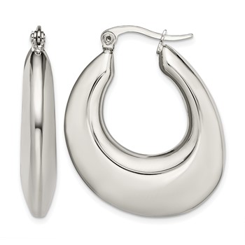 Chisel Stainless Steel Polished Teardrop Hollow Hoop Earrings