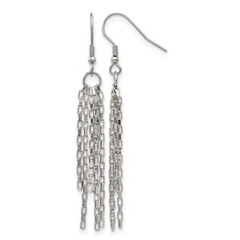 Chisel Stainless Steel Polished Multi Strand Box Chain Dangle Earrings