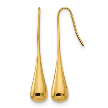 Chisel Stainless Steel Polished Yellow IP-plated Shepherd Hook Earrings