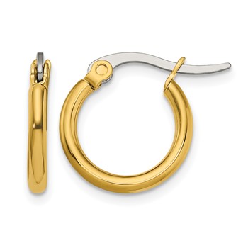 Chisel Stainless Steel Polished Yellow IP-plated 15.5mm Diameter 2mm Hoop Earrings