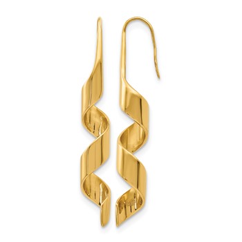 Chisel Stainless Steel Polished Yellow IP-plated Swirl Shepherd Hook Earrings