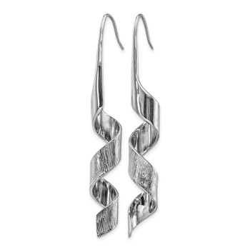 Chisel Stainless Steel Polished and Textured Swirl Shepherd Hook Earrings — alternate view
