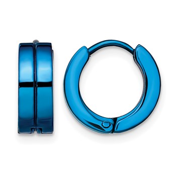 Chisel Stainless Steel Polished Blue IP-plated 5mm Hinged Hoop Earrings