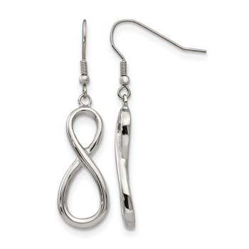 Chisel Stainless Steel Polished Infinity Dangle Shepherd Hook Earrings