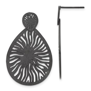 Stainless Steel Black IP-plated Laser Cut Starburst Post Dangle Earrings