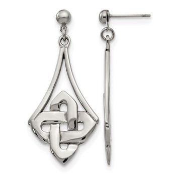 Stainless Steel Polished Celtic Post Dangle Earrings