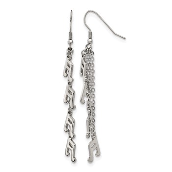 Chisel Stainless Steel Polished Music Note Multi Chain Dangle Shepherds Hook Earrings